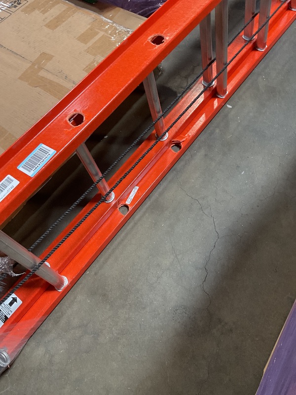Photo 1 of **MAJOR DAMAGE. SELLING FOR PARTS**Louisville Ladder 20-foot Fiberglass Extension Ladder, 300-Pound Load Capacity, Type IA, L-3022-28PT