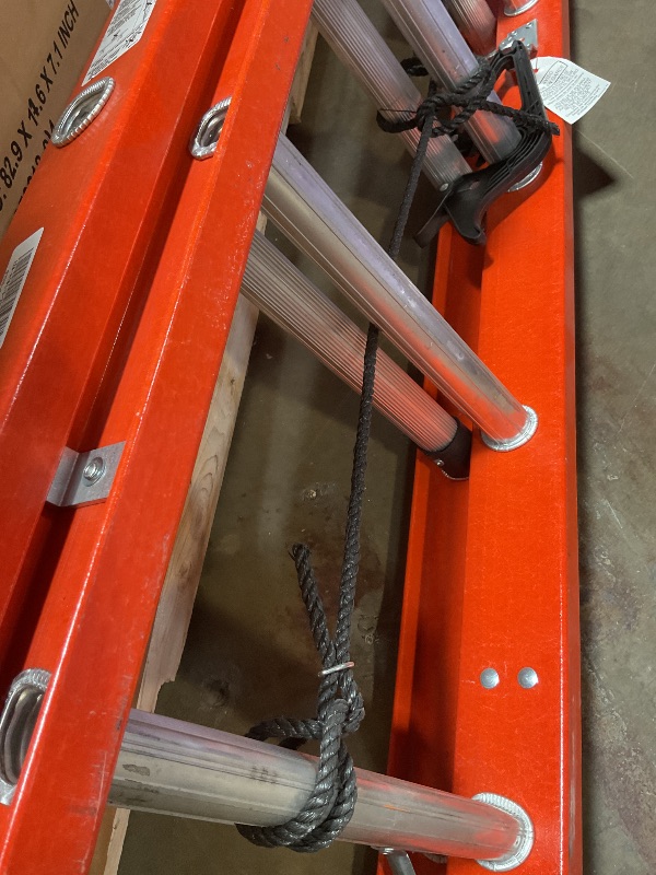 Photo 1 of **MAJOR DAMAGE. SELLING FOR PARTS**Louisville Ladder 20-foot Fiberglass Extension Ladder, 300-Pound Load Capacity, Type IA, L-3022-28PT