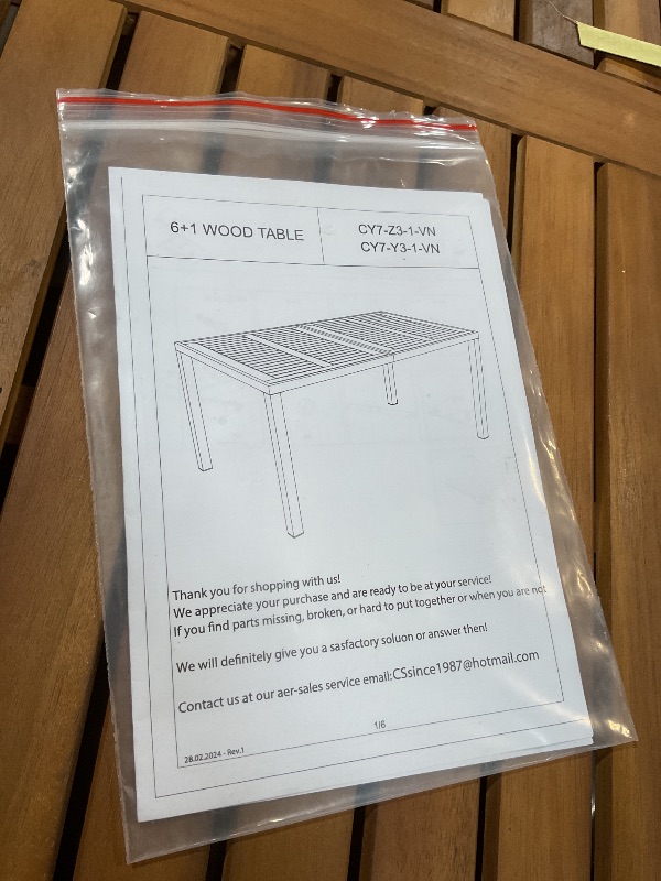 Photo 1 of 6+1 wood table