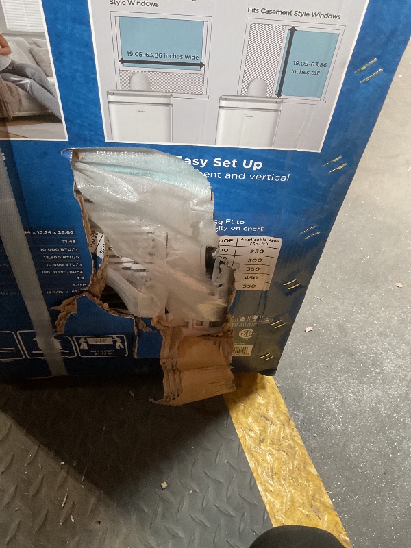 Photo 1 of **SELLING FOR PARTS**Midea 14,000 BTU ASHRAE (10,000 BTU SACC) Portable Air Conditioner, Cools up to 450 Sq.Ft., with Dehumidifier&Fan mode&Heat, Control with Remote, Amazon Alexa&Google Assistant, Easy-to-use and Install