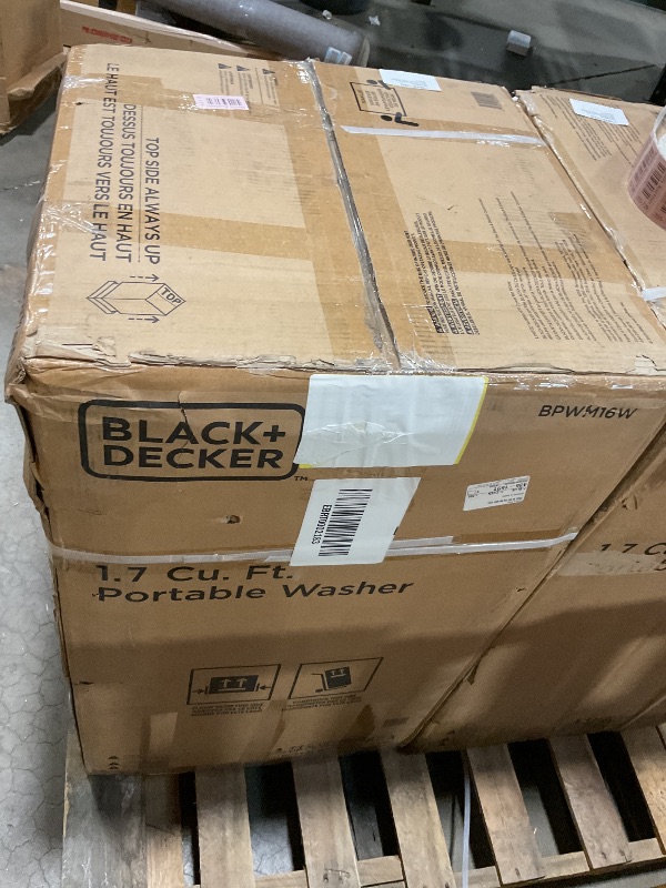 Photo 1 of **SELLING FOR PARTS**BLACK+DECKER Small Portable Washer, Washing Machine for Household Use, Portable Washer 1.7 cu.Ft with 10 Cycles, Transparent Lid & LED Display