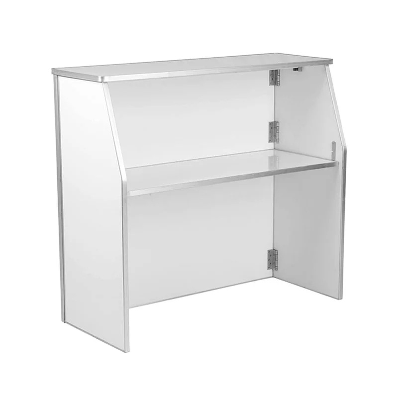 Photo 1 of **MISSING TOP SHELF. CRACKED ON CORNER**PORTABLE BAR - WHITE LAMINATE - 4 FT.