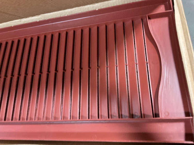 Photo 1 of 14 1/2"W x 60"H Mid-America Vinyl, Standard Size Cathedral Top Center Mullion, Open Louver Shutter, w/Installation Shutter-Lok's & Matching Screws (Per Pair), 027 - Burgundy Red