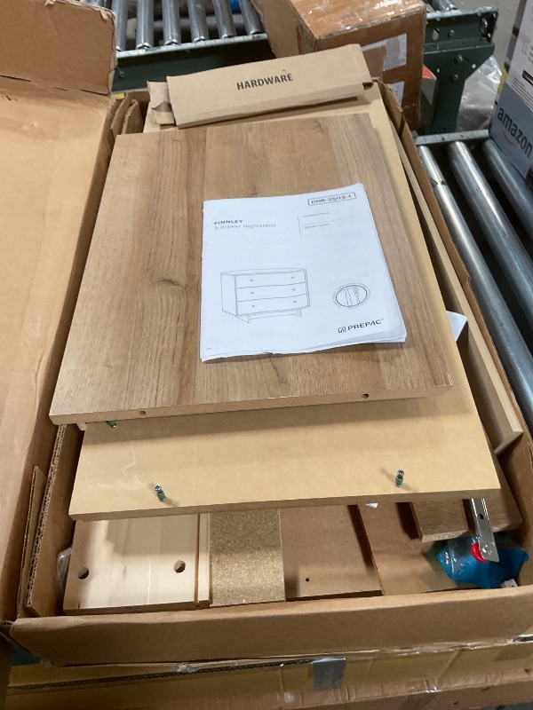 Photo 1 of **2 BOXES**Prepac Finnley 3-Drawer Nightstand in Natural Oak, Extra-Wide Bedside Table with Storage, Modern Dresser, End Table for Home, Bedroom, Living Room, 16" D x 31" W x 26.75" H