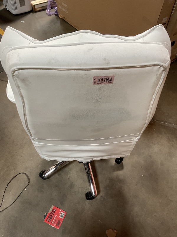 Photo 1 of **DIRTY FROM TRANSPORT **Sweetcrispy Executive Home Office Desk Chair - Ergonomic Big Tall High Back with Footrest & Lumbar Support, Reclining Height Adjustable, Comfy PU Leather Computer Gaming with Swivel Wheels, White