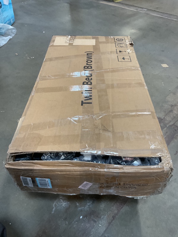 Photo 1 of **MASTER CARTON. MAY BE MISSING OTHER BOXES**GarveeHome Twin Size Bed Frame with 2 Storage Drawers and Charging Station, Rustic Linen Upholstered Platform Bedframe with Storage Headboard, No Box Spring Needed, Easy Assembly, Noise Free, 