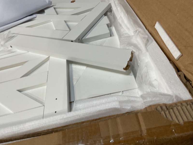 Photo 1 of **SELLING FOR PARTS. MAJOR DAMAGE **DWVO Farmhouse Coffee Table with Storage: Wooden Square Center Table with Sliding Barn Door, Small Living Room Table Light Oak