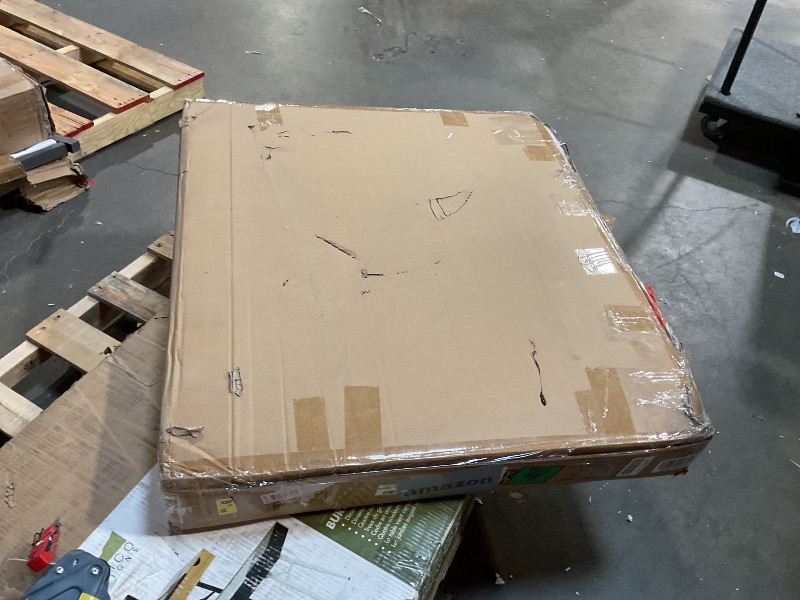 Photo 1 of **SELLING FOR PARTS. MAJOR DAMAGE **DWVO Farmhouse Coffee Table with Storage: Wooden Square Center Table with Sliding Barn Door, Small Living Room Table Light Oak