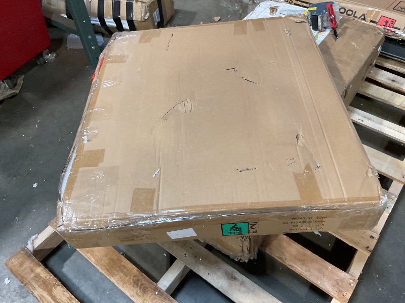 Photo 1 of **SELLING FOR PARTS. MAJOR DAMAGE **DWVO Farmhouse Coffee Table with Storage: Wooden Square Center Table with Sliding Barn Door, Small Living Room Table Light Oak