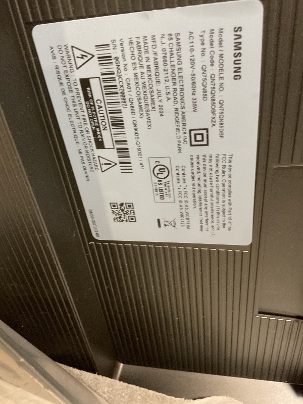 Photo 1 of **MaAJOR DAMAGE. SELLING FOR PARTS**Samsung QN85D 75" 4K HDR Smart Neo QLED Mini-LED TV