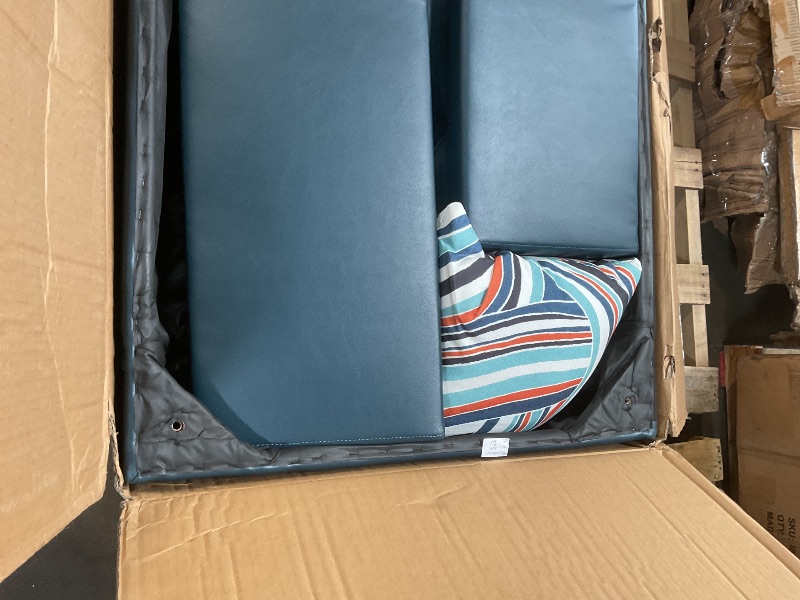 Photo 1 of *FOR PARTS ONLY* UbMelt Sectional Couch L Shaped Couch Comfy Futon Bed Upholstered Faux Leather 3 Pieces Living Room Furniture Sets with Ottoman and High Density Sponges for Living Room, Deep Blue