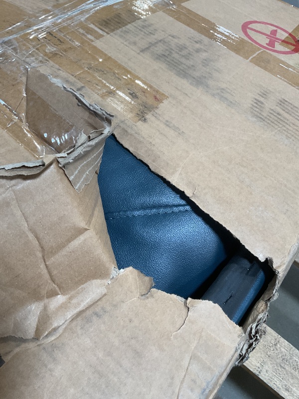 Photo 1 of *FOR PARTS ONLY* UbMelt Sectional Couch L Shaped Couch Comfy Futon Bed Upholstered Faux Leather 3 Pieces Living Room Furniture Sets with Ottoman and High Density Sponges for Living Room, Deep Blue
