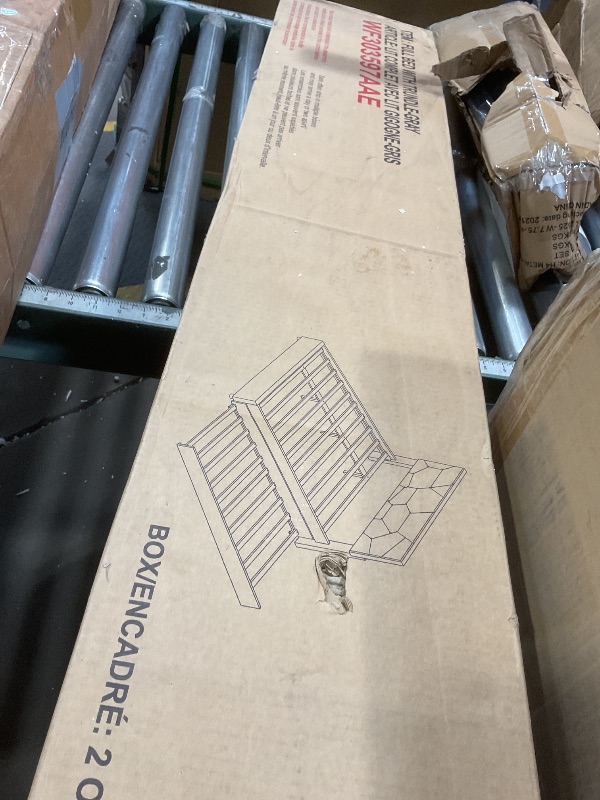 Photo 1 of **SELLING FOR PARTS AS PARTIAL SET**ACQCA Full Size Upholstered Platform Bed with Twin Size Trundle, Headboard w/Brick Pattern, Wood Slat Support Included, for Boys Girls Kids Teens Adult,Gray