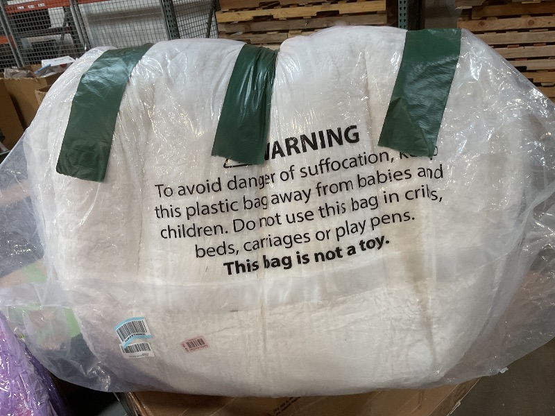 Photo 1 of **DIRTY FROM TRANSPORT **GOHOROS Giant Bean Bag Chair, BeanBag Couch Filler with Memory Foam, Ergonomic Faux Fur Shell-Shaped Accent Chair Gaming and Reading Living Room, Bedroom, Beige