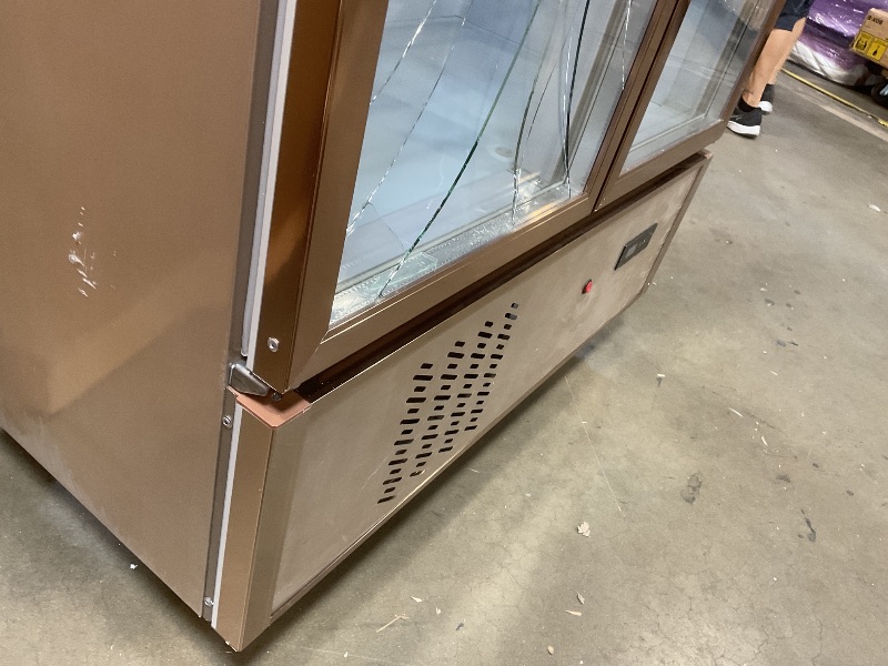 Photo 1 of **MAJOR DAMAGE. BROKEN GLASS ON DOOR**VEVOR Commercial Refrigerator,Display Fridge Upright Beverage Cooler, Glass Door with LED Light for Home, Store, Gym or Office, (23 cu.ft. Double Swing Door)