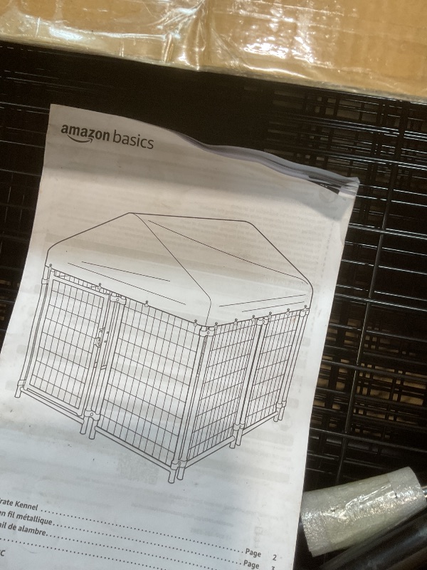 Photo 1 of **SELLING FOR PARTS AS PARTIAL SET**Amazon Basics - Welded Rectangular Outdoor Secure Wire Crate Kennel for Cat, Dog Large, Black, 102 x 48 x 72 inches