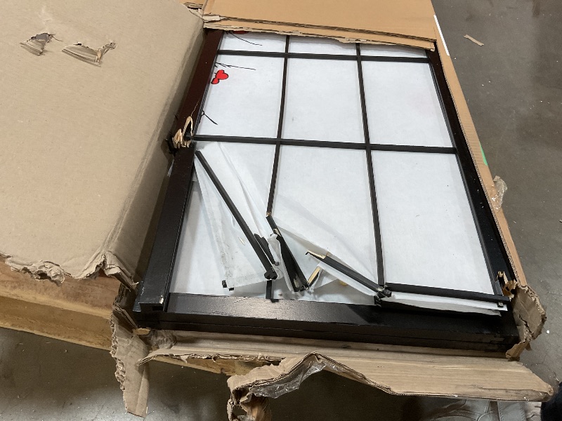 Photo 1 of **MAJOR DAMAGE. SELLING FOR PARTS**Roundhill Furniture Black Japanese 4-Panel Screen Room Divider, Plum Blossom