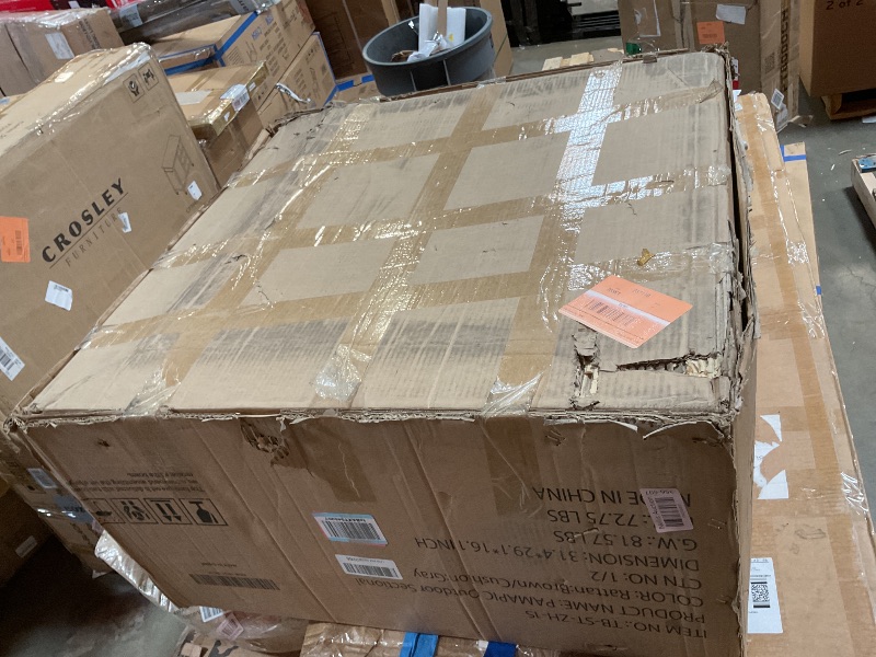 Photo 1 of ** PARTIAL SET 1 OF 2 ** Pamapic 7-Piece Outdoor Sectional Sofa Set, All-Weather PE Rattan Patio Furniture with Washable Cushions Covers, Gray Cushions and Brown Rattan, Dark Gray