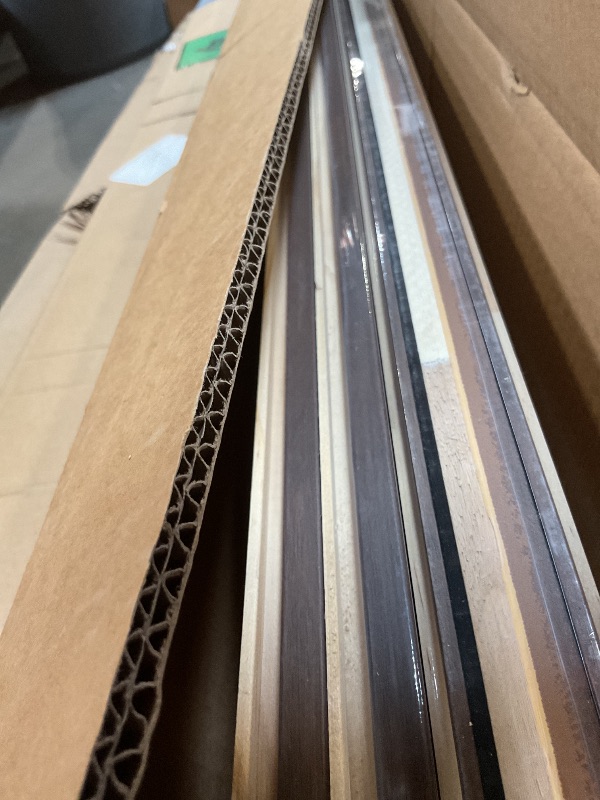 Photo 1 of Art3d Slat Wood Wall Paneling for Interior and Ceiling Decoration - Pack of 4pcs + 1pc End-Trim, Size 108 x 5.7in.- Walnut