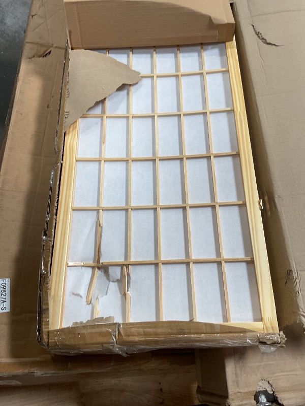Photo 1 of **SELLING FOR PARTS. **Roundhill Furniture Oriental Shoji 4 Panel Screen Room Divider, Natual