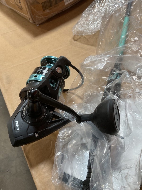 Photo 1 of **TIP IS BROKEN. HANDLE ON REEL IS LOOSE OR BROKEN. SELLING FOR PARTS**PENN 7’ Pursuit IV Fishing Rod and Reel (Size 4000) Inshore/Nearshore Spinning Combos, 7’, 1 Graphite Composite Fishing Rod with 5 Reel, Durable and Lightweight, Black/Seafoam Green, 2