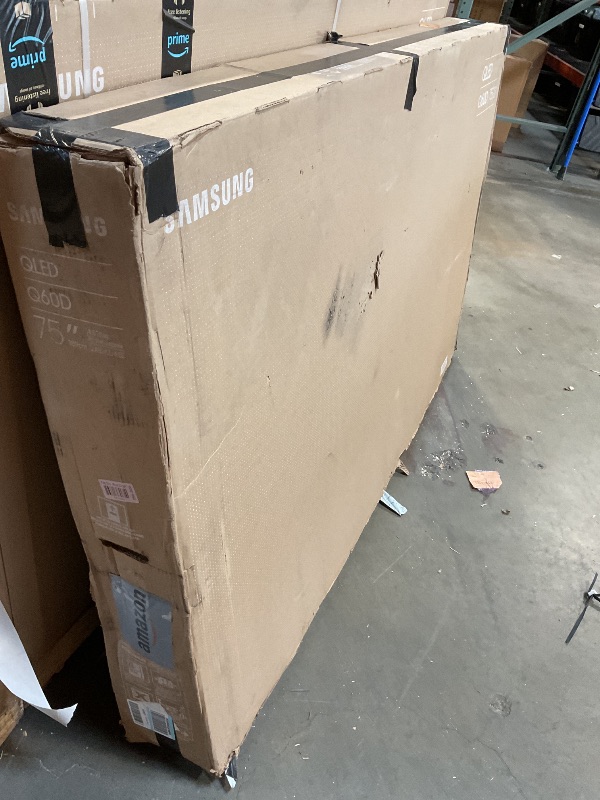 Photo 1 of **MAJOR DAMAGE TO SCREEN**Samsung 75-Inch Class QLED 4K Q60D Series Quantum HDR Smart TV w/Object Tracking Sound Lite, Motion Xcelerator, Slim Design, Gaming Hub, Alexa Built-in (QN75Q60D, 2024 Model)