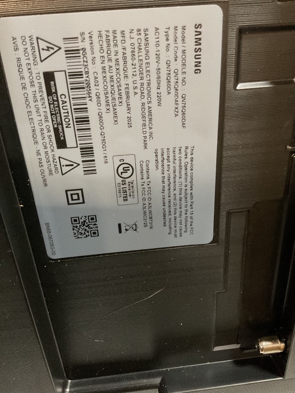 Photo 1 of **MAJOR DAMAGE TO SCREEN**Samsung 75-Inch Class QLED 4K Q60D Series Quantum HDR Smart TV w/Object Tracking Sound Lite, Motion Xcelerator, Slim Design, Gaming Hub, Alexa Built-in (QN75Q60D, 2024 Model)