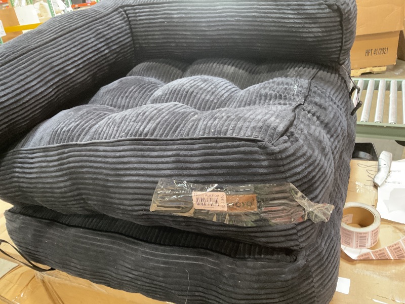 Photo 1 of **MISSING BACK CUSHION. Zipper broken **MAXYOYO Folding Sofa Bed, L-Shaped Convertible Sofa Bed with Armrest Foldable Sleeper Sofa, Black