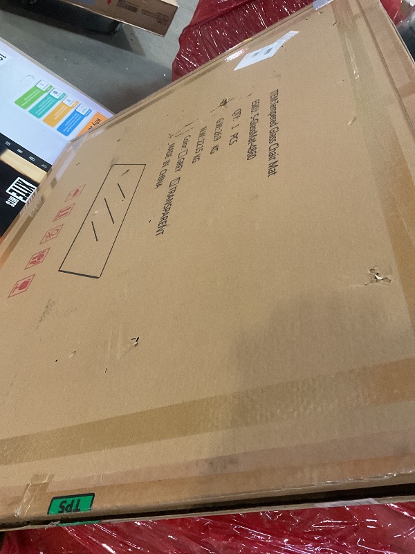 Photo 1 of [Tempered Glass] 48" x 60" Glass Chair Mat, Heavy Duty Hard Tempered Glass Mat with Round Corner and Polished Edge, Transparent Glass Office Chair Mat for Office and Home Hard Floor or Carpeted