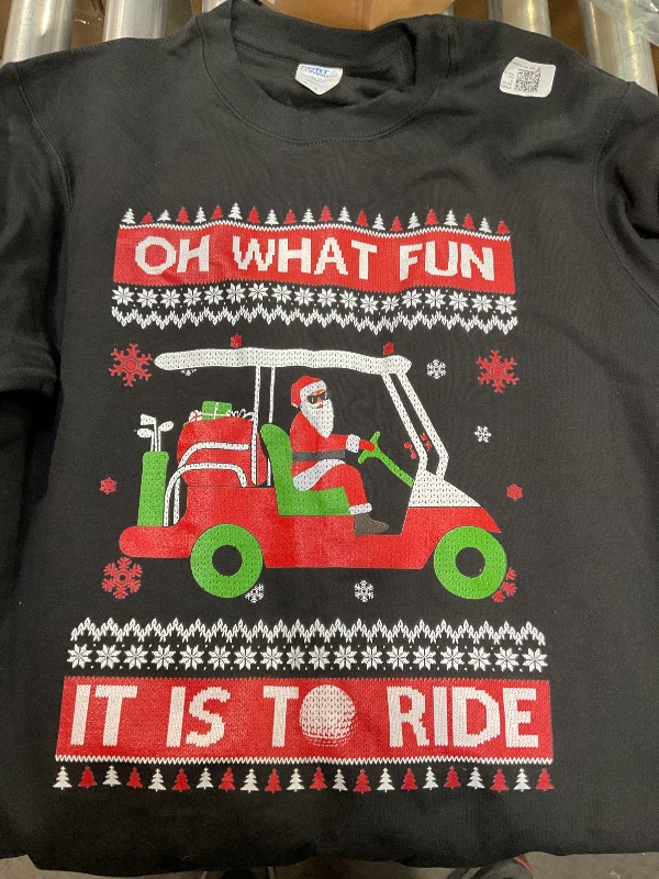 Photo 1 of MNLYBABY “OH WHAT FUN IT IS TO RIDE” Christmas Sweatshirt Women Merry Christmas Holiday Crewneck Long Sleeve Shirts Funny Xmas Pullover Top Black