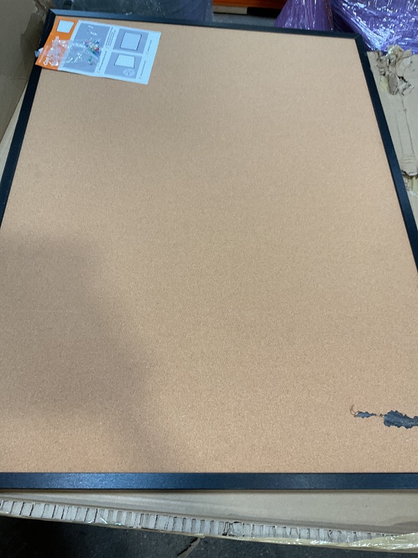 Photo 1 of *ONLY 1* Board2by Cork Board Bulletin Board 36 x 48, Black Wood Framed 4x3 Corkboard, Office Board for Wall Cork, Large Wall Mounted Notice Pin Board with 18 Push Pins for School, Home & Office