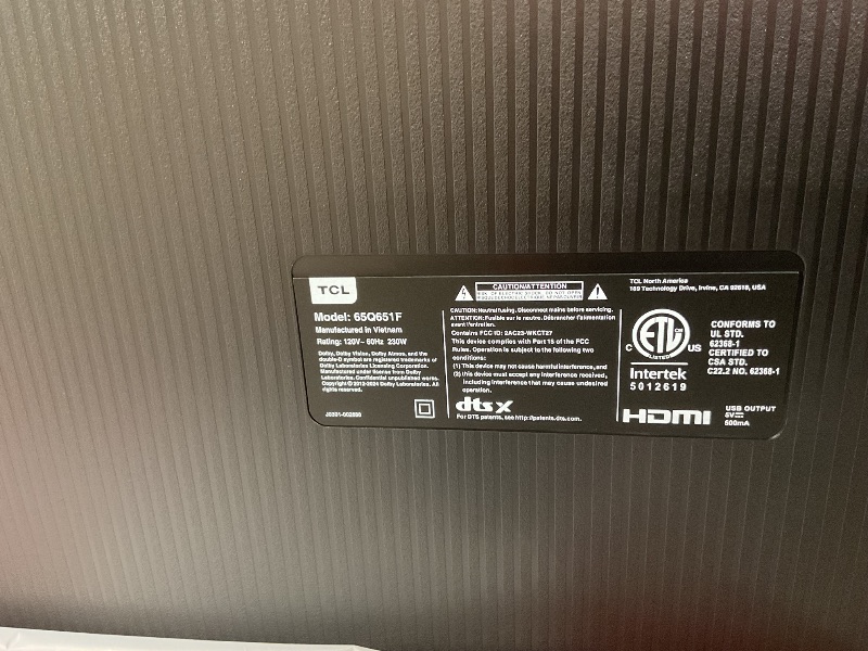 Photo 1 of *MISSING LEGS* TCL 65-Inch Class Q65 QLED 4K Smart TV with Fire TV (65Q651F, 2024 Model), Dolby Vision, HDR PRO+, Dolby Atmos, Alexa Built-in with Voice Remote, Apple AirPlay 2 Compatibility, Streaming Television