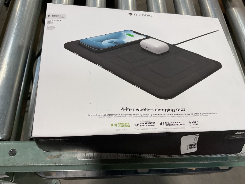 Photo 1 of mophie 4-in-1 Wireless Charging Mat for Apple iPhone, AirPods & Watch, Samsung Galaxy, Google Pixel, and All Qi-Enabled Devices, Additional USB-A Port, Intuitive Design, Includes Apple Watch Adapter