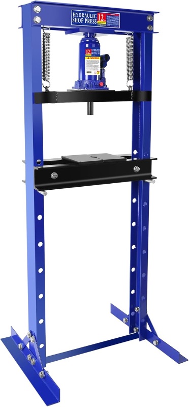 Photo 1 of 12 Ton Hydraulic Press, H-Frame Garage Floor Shop Press with Built-in Relief Valve to Bend, Straighten, Or Press Parts, Install Bearings & U-Joints