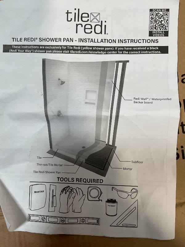 Photo 1 of Tile Redi USA P3648C-PVC-MB Redi Base Shower Pan, 48" W x 36" D, Center Round Matte Black Drain Plate