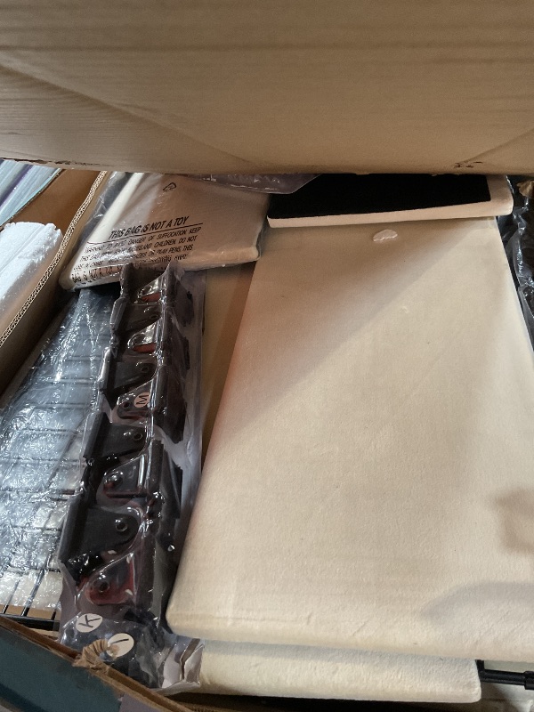 Photo 1 of * PARTS ONLY** VECELO Queen Upholstered Bed Frame with 4 Storage Drawers and Adjustable Velvet Headboard, Heavy-Duty Platform bedframe, No Box Spring Needed, Pale Beige