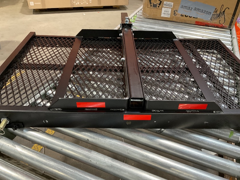 Photo 1 of ECOTRIC 46.2 x 26.8 x 38.7 inch Hitch Cargo Carrier w/Ramp Foldable 500 Lbs Capacity Hitch Mount Steel Wheelchair Carrier Mobility Scooter Ramp 2" Hitch Receiver for SUV Truck Van Car