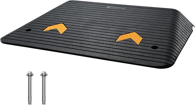 Photo 1 of *MISSING GROUND ANCHORS* VEVOR 4" Rise Rubber Threshold Ramp for Doorway, Sidewalk Ramp with Non-Slip Textured Surface,33069lbs Load Capacity, Rubber Curb Ramp for Wheelchair and Scooter