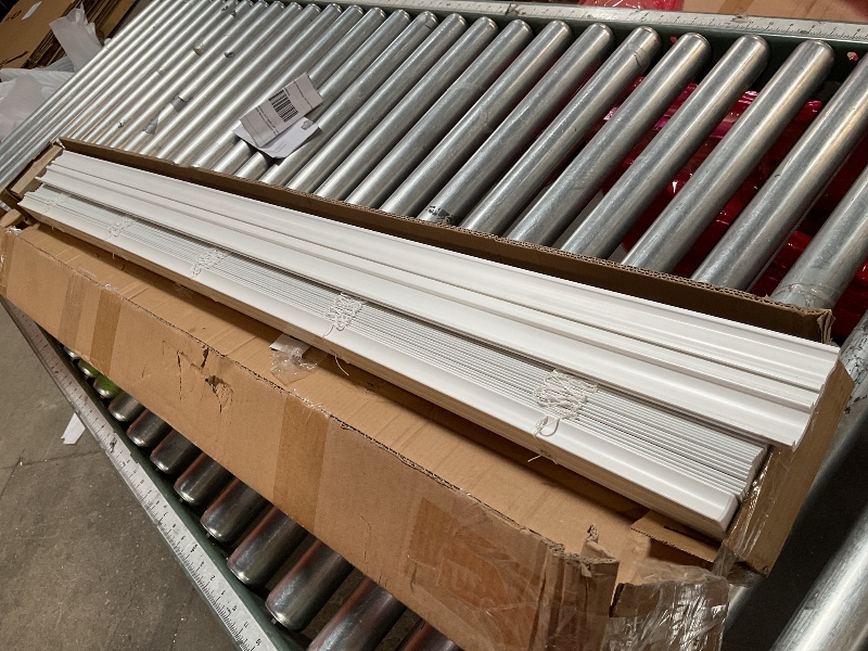 Photo 1 of **MISSING HARDWARE**Lotus & Windoware Cordless, 2 Inch Faux Wood Blind, 58.5" Wide x 48" Long, Window Blinds, Blinds & Shades, Blinds for Indoor Windows, Embossed, Bright White