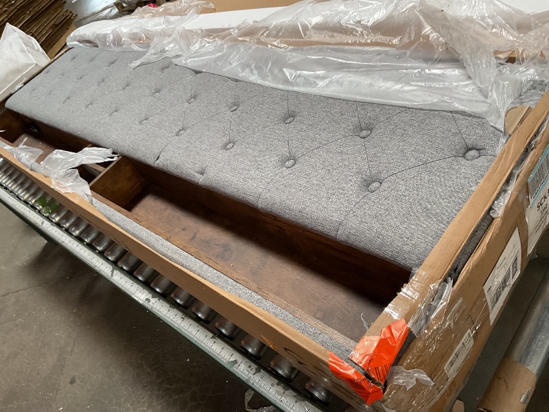 Photo 1 of *MISSING HARDWARE*HAOARA King Size Bed Frame with 2-Tier Storage Adjustable Headboard & Charging Station, Solid and Stable, No Box Spring Needed, Noise Free, Easy to Assemble, Dark Gray