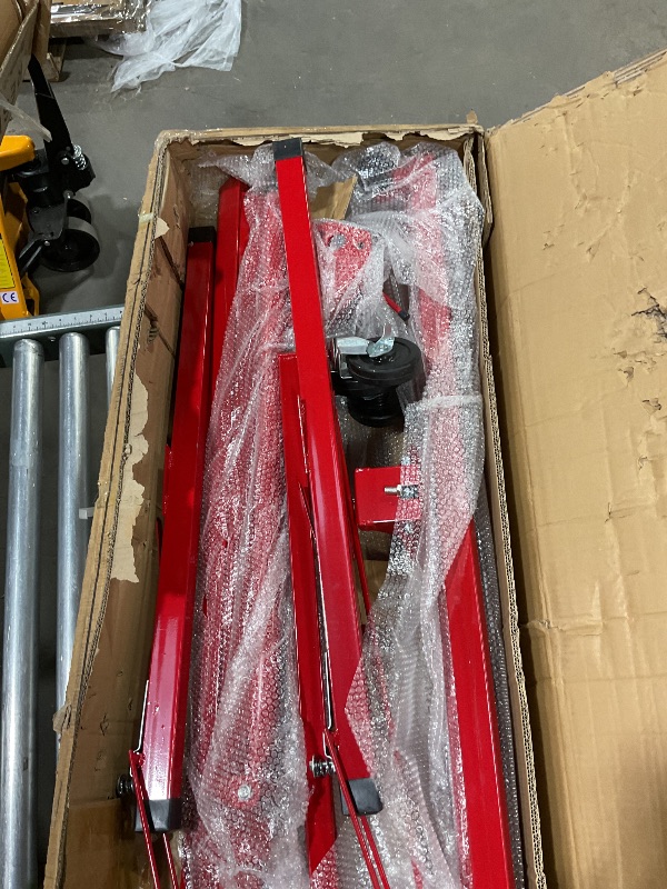 Photo 1 of 11FT Drywall Lift Panel Hoist Jack Lifter, 150LBS Heavy Duty Sheetrock Lift, Rolling Caster Wheels, Lockable Construction Tools, Adjustable Telescopic Arm, Red