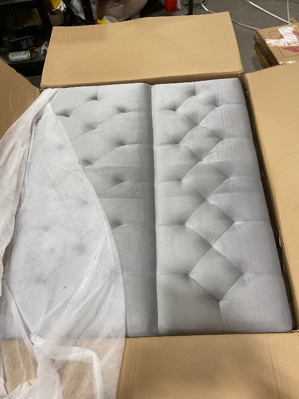 Photo 1 of 3 in 1 Sleeper Sofa Couch Bed, Small Tufted Velvet Convertible Loveseat Futon Sofa w/Pullout Bed, Adjustable Backrest, Cylinder Pillows for Living Room Apartment, Easy to Assemble, Grey, 55.5