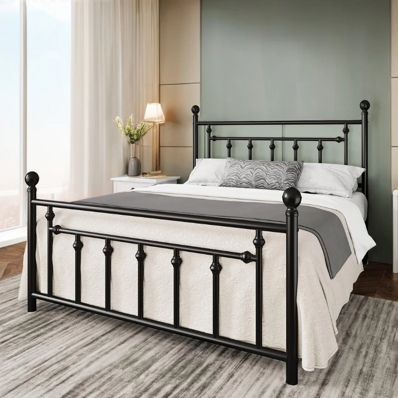 Photo 1 of ZINUS Mia Metal Platform Bed Frame with Headboard, Wood Slat Support, No Box Spring Needed, Easy Assembly, King, Black