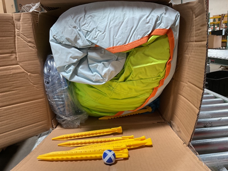 Photo 1 of MIRUNAIR Inflatable Bounce House with Slides, Inflatable Water Slide for Kids Backyard, Bounce Water Prak with Air Blower, Splash Pool, Water Cannon, Climbing Wall, Outdoor Backyard Water Park