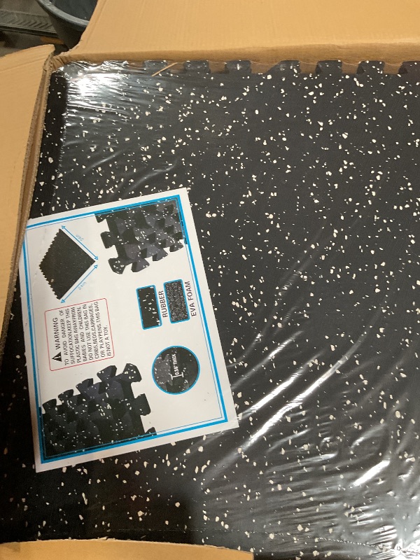 Photo 1 of 0.56in Thick 96 Sq Ft Gym Flooring for Home Gym, 24 Tiles Workout Exercise Equipment Mats, Rubber Top with EVA Foam, Interlocking Puzzle Floor Tiles for Fitness Room, Protective Flooring Mat