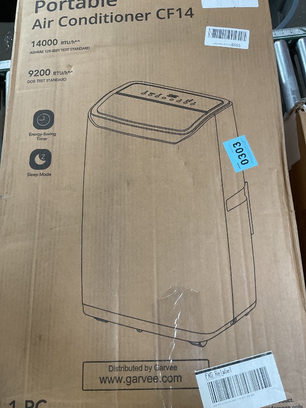 Photo 1 of 14,000 BTU Portable Air Conditioner – 4-in-1 Portable AC Unit with Cooling, Dehumidifier, Fan & Sleep Mode for Rooms Up to 750 Sq.Ft, Remote Control, LED Display, 24H Timer, White+Black-3032