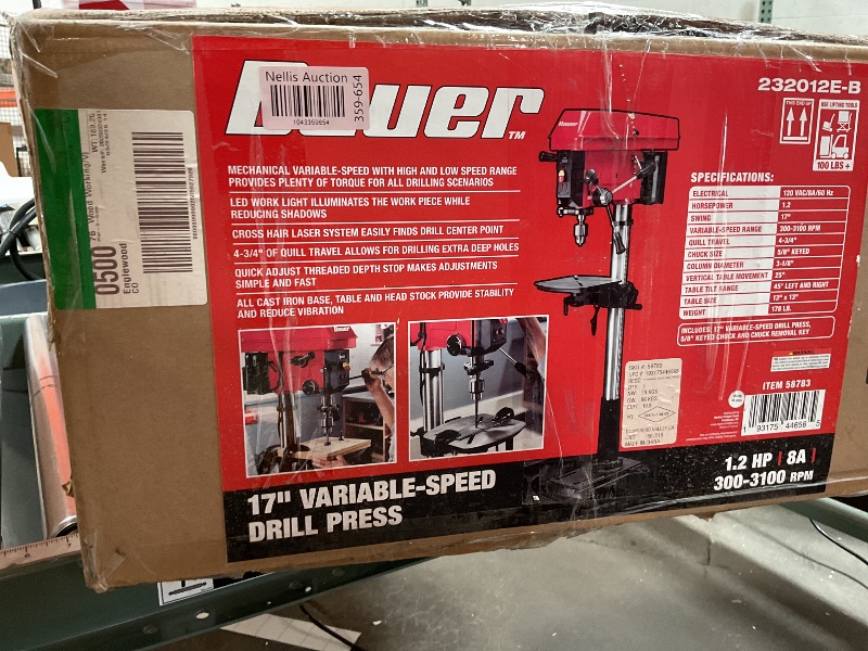 Photo 1 of 13 in Floor Drill Press, 7.5 Amp 120V, 288-3084 RPM Variable Speed Cast Iron Bench Drill Press, 0-45° Tilting Worktable, Tabletop Drilling Machine for Wood Metal