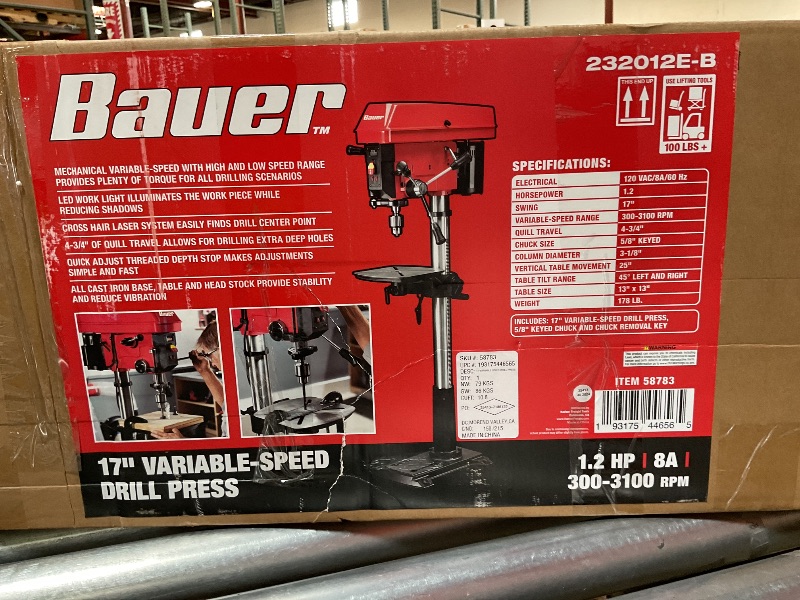 Photo 1 of 13 in Floor Drill Press, 7.5 Amp 120V, 288-3084 RPM Variable Speed Cast Iron Bench Drill Press, 0-45° Tilting Worktable, Tabletop Drilling Machine for Wood Metal