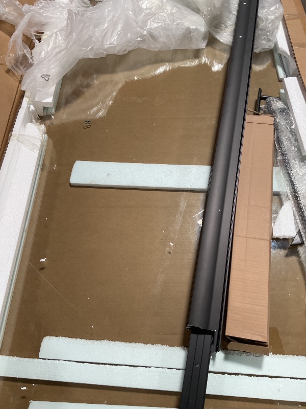 Photo 1 of 56–60" W × 72" H Shower Doors, Semi-Frameless Double Sliding Glass Shower Door, SGCC Certified 1/4" (6mm) Clear Tempered Glass, Matte Black Finish | ENSO SENKA