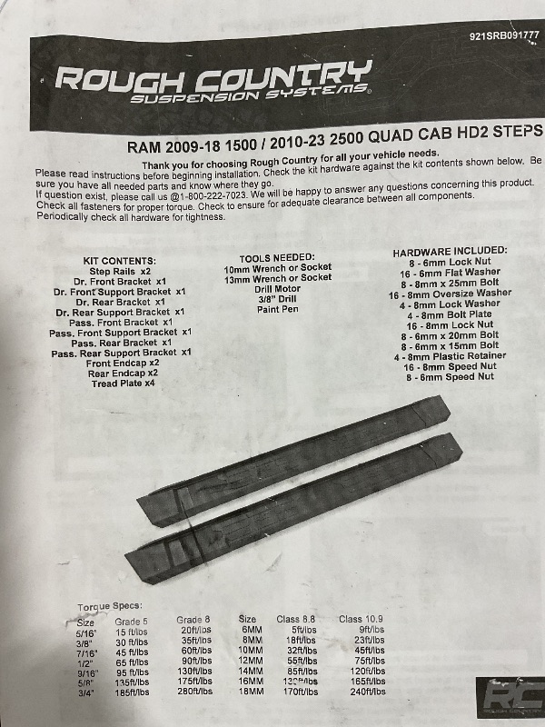 Photo 1 of *MISSING RUNNINGN BOARDS* Rough Country HD2 Aluminum Running Boards for Ram 1500 (2009-2018) 2500 (2010-2024) Quad Cab - 5" Wide Non-Slip Step, Easy Bolt-on Install
